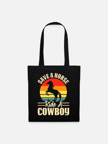 Pferd Cowboy - Stoffbeutel - Schwarz