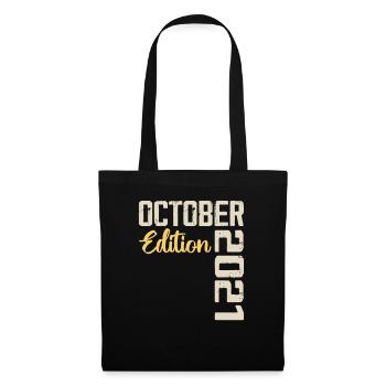 Oktober 2021 Vintage - Retro Geburtstagsgeschenk - Stoffbeutel - Schwarz - Vorne