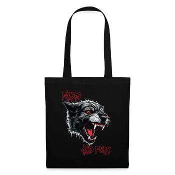 Demon Black Cat, Fangs and Fury - Tote Bag - black - Front