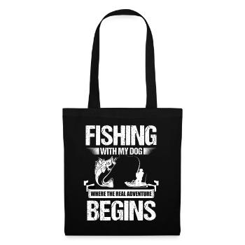Propriétaires de chiens de pêche Amoureux des chiens Entonnoir de pêche parfait - Sac en tissu - noir - Devant