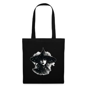 Witch's head in black and white, Halloween - Tote Bag - black - Front