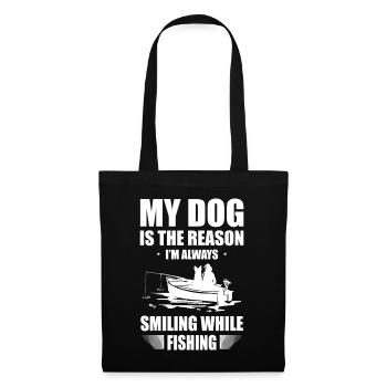 Propriétaires de chiens de pêche Amoureux des chiens Entonnoir de pêche parfait - Sac en tissu - noir - Devant