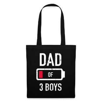 Papa de 3 trois garçons faible batterie cadeau pour le père - Sac en tissu - noir - Devant