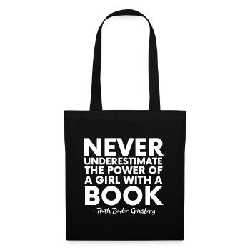 Ne sous-estimez jamais le pouvoir d’une fille avec un livre - Sac en tissu - noir - Devant
