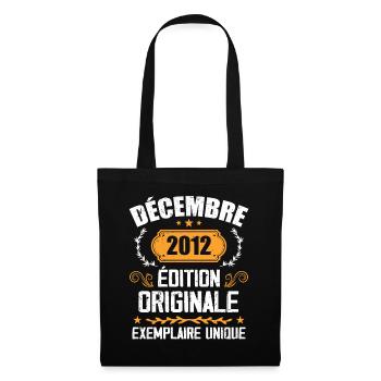 Anniversaire Cadeau Millésime Décembre 2012 - 201 - Sac en tissu - noir - Devant