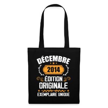 Anniversaire Cadeau Millésime Décembre 2014 - 201 - Sac en tissu - noir - Devant