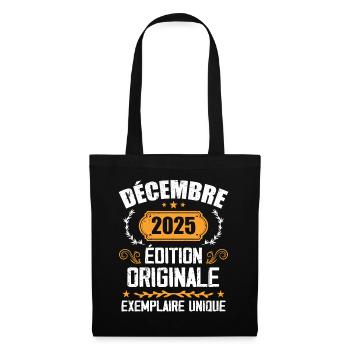 Anniversaire Cadeau Millésime Décembre 2025 - 202 - Sac en tissu - noir - Devant