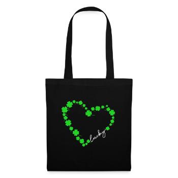 Shamrock Heart Four Leaf Clover Lucky St Patricks - Tote Bag - black - Front
