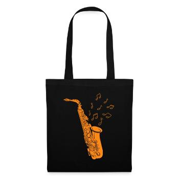 Saxophoniste Notes de musique Saxophoniste Jazz - Sac en tissu - noir - Devant