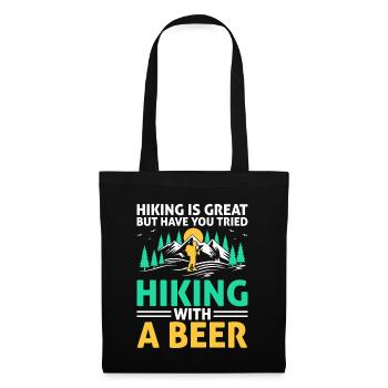 Wandern Wanderer Natur Trekking Outdoor Bergsteigerin - Stoffbeutel - Schwarz - Vorne