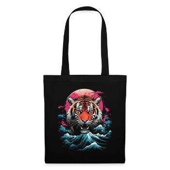 Clair De Lune, Tigre, Chinois, Japonais, Chine - Sac en tissu - noir - Devant