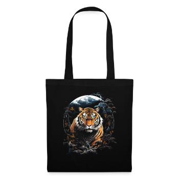 Clair De Lune, Tigre, Chinois, Japonais, Chine - Sac en tissu - noir - Devant