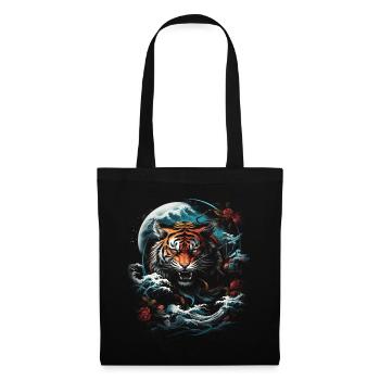 Clair De Lune, Tigre, Chinois, Japonais, Chine - Sac en tissu - noir - Devant