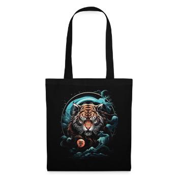 Clair De Lune, Tigre, Chinois, Japonais, Chine - Sac en tissu - noir - Devant