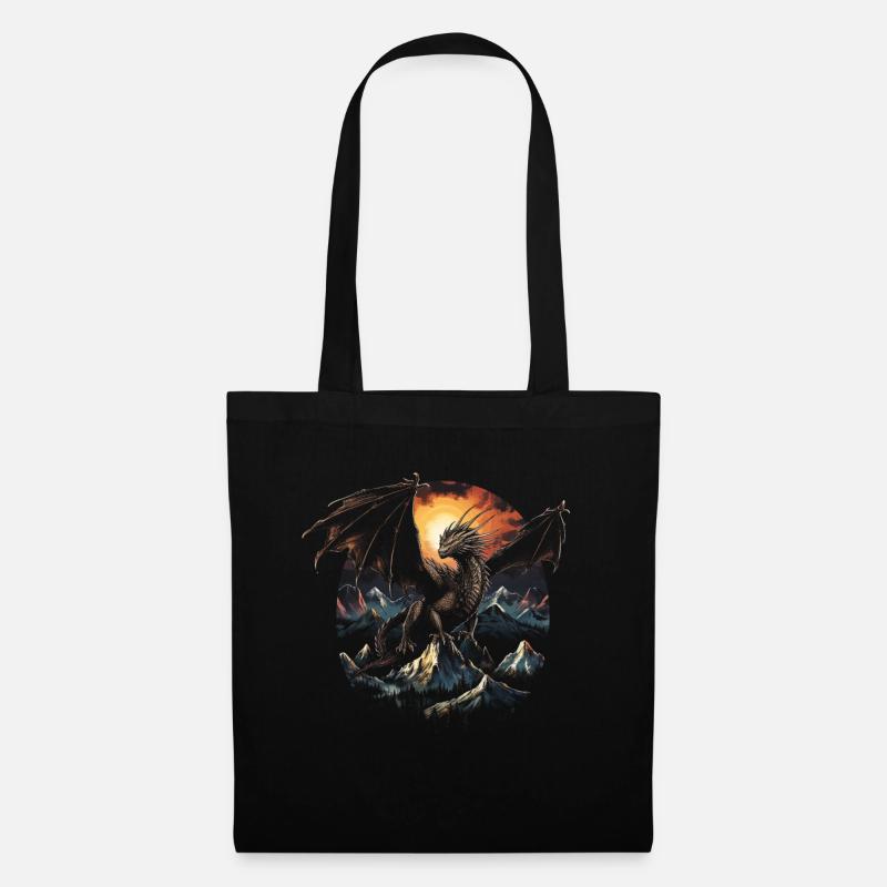 Drache Rollenspiel Illustration Mythologie - Stoffbeutel - Schwarz
