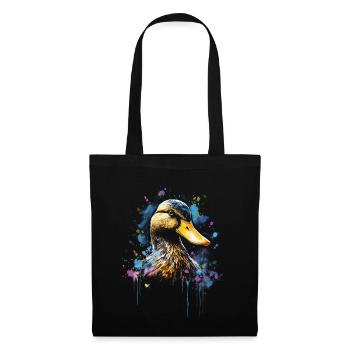 Ente Kunstwerk Bunt - Stoffbeutel - Schwarz - Vorne
