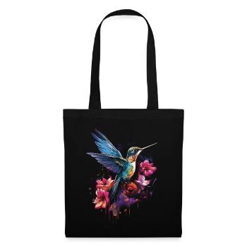 Hummingbird Floral Bird Artwork - Tote Bag - black - Front