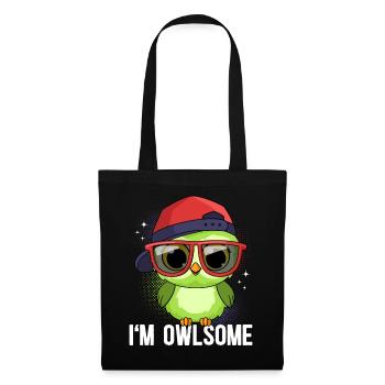 Eule Eulen I`m Owlsome - Stoffbeutel - Schwarz - Vorne