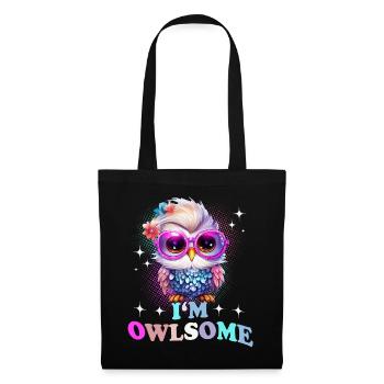 Eule Eulen I`m Owlsome - Stoffbeutel - Schwarz - Vorne