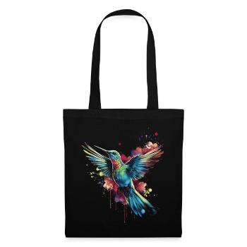 Hummingbird Floral Bird Artwork - Tote Bag - black - Front