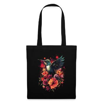 Kolibri Kunstwerk Bunt Vogelliebhaber - Stoffbeutel - Schwarz - Vorne