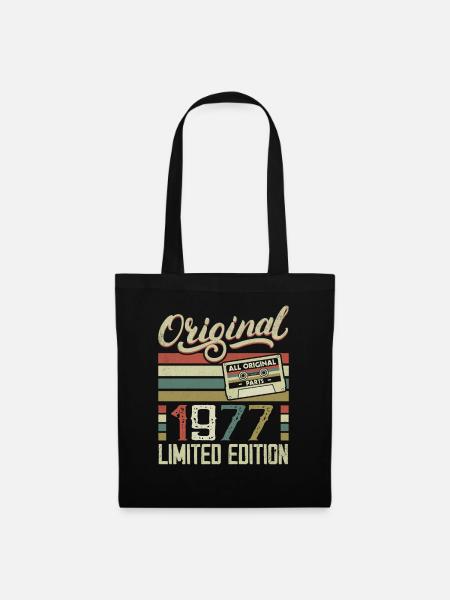 Jahrgang 1977 Retro Geburtstagsgeschenk 1977 - Stoffbeutel - Schwarz