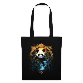 Panda Chinois Japonais Asie Bambou Kawaii - Sac en tissu - noir - Devant