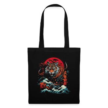 Clair de lune Fantaisie Asie japonaise Mythologie du tigre - Sac en tissu - noir - Devant