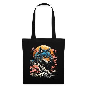 Wolf Japanisch Japanische Kunst Anime Traditionell - Stoffbeutel - Schwarz - Vorne