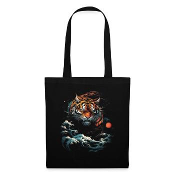Clair de lune Fantaisie Asie japonaise Mythologie du tigre - Sac en tissu - noir - Devant