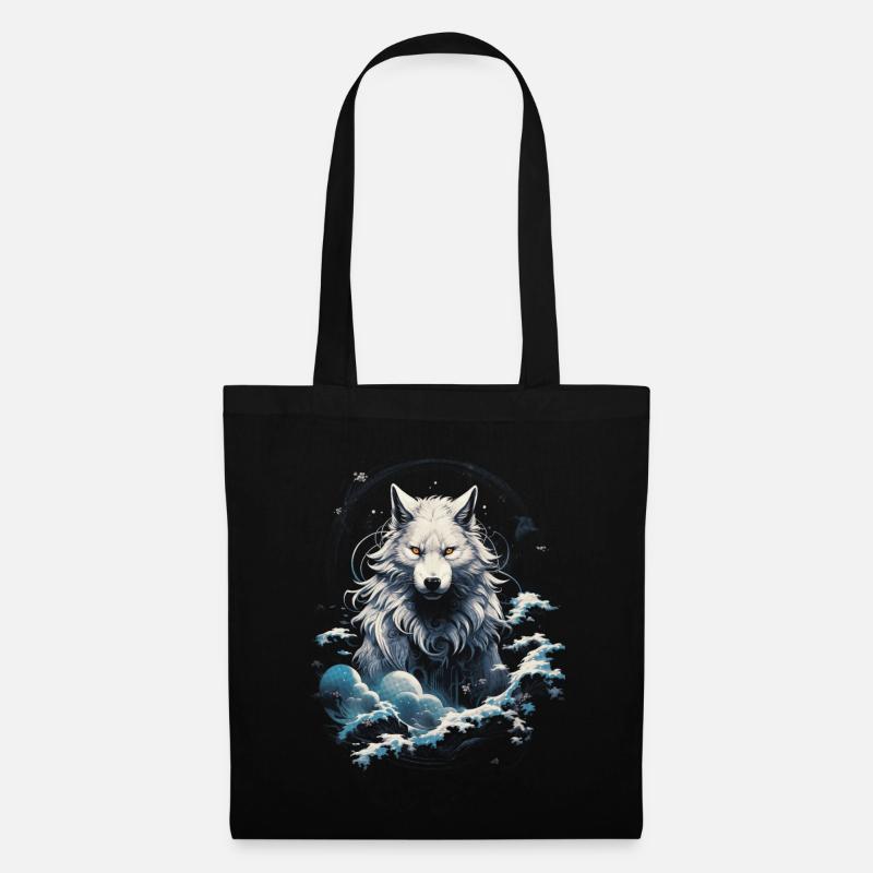 Wolf Japanisch Japanische Kunst Anime Traditionell - Stoffbeutel - Schwarz