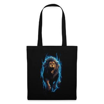 Lion, Feu, Bleu, Mâle - Sac en tissu - noir - Devant