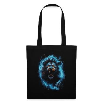 Lion, Feu, Bleu, Mâle - Sac en tissu - noir - Devant