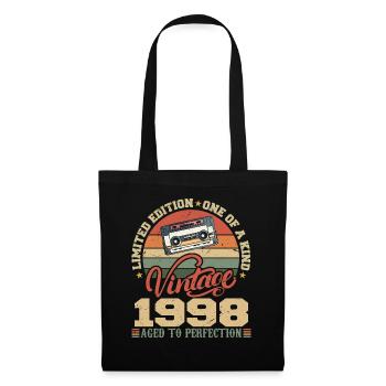 Jahrgang 1998 Retro Geburtstagsgeschenk 1998 - Stoffbeutel - Schwarz - Vorne