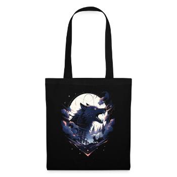Japanischer Wolf Anime Fabelwesen Geist Shinto - Stoffbeutel - Schwarz - Vorne