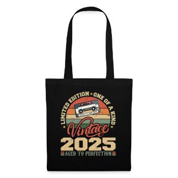 Vintage 2025 Cadeau D'anniversaire Retro 2025 - Sac en tissu - noir - Devant