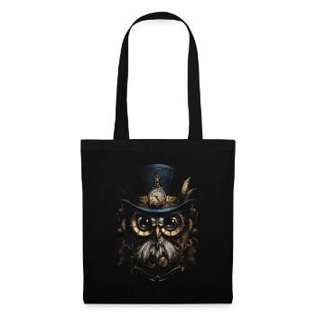 Steampunk Mechanische Eule Viktorianisch Vogel - Stoffbeutel - Schwarz - Vorne