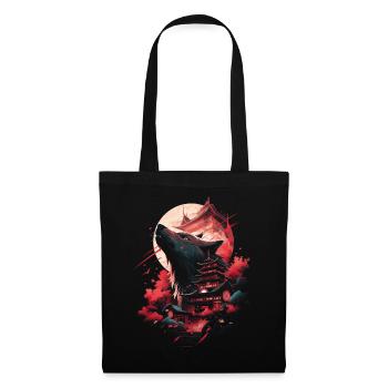 Japanese Wolf Wolves Manga Tokyo Cherry Blossoms - Tote Bag - black - Front