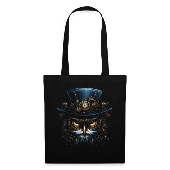 Steampunk Mechanische Eule Viktorianisch Vogel - Stoffbeutel - Schwarz - Vorne