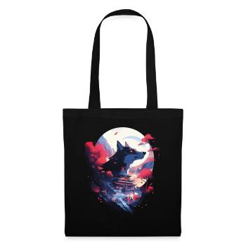 Japanese Wolf Wolves Manga Tokyo Cherry Blossoms - Tote Bag - black - Front
