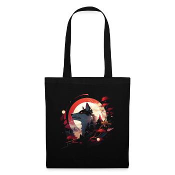 Japanese Wolf Wolves Manga Tokyo Cherry Blossoms - Tote Bag - black - Front