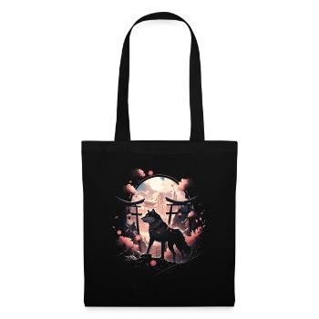 Japanese Wolf Wolves Manga Tokyo Cherry Blossoms - Tote Bag - black - Front