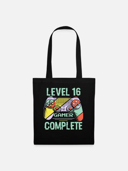 Level 16 Complete 16 Years Gamer Level 16 Complete - Stoffbeutel - Schwarz
