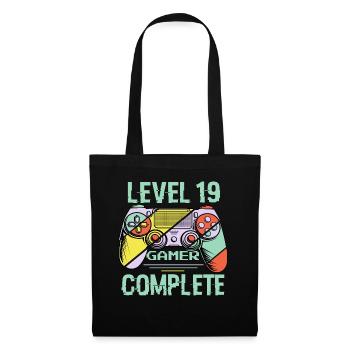 Level 19 Complete 19 Years Gamer Level 19 Complete - Tote Bag - black - Front