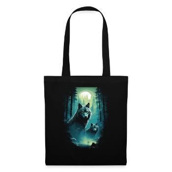 Fantasy Wolves Wolf Moonlight Illustration - Tote Bag - black - Front
