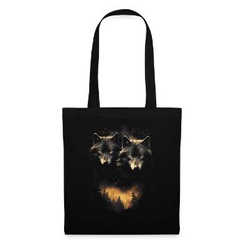 Fantasy Wolves Wolf Moonlight Illustration - Tote Bag - black - Front