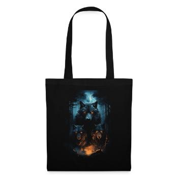Fantasy Wolves Wolf Moonlight Illustration - Tote Bag - black - Front