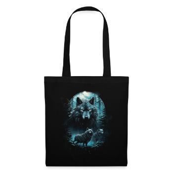 Fantasy Wolves Wolf Moonlight Illustration - Tote Bag - black - Front