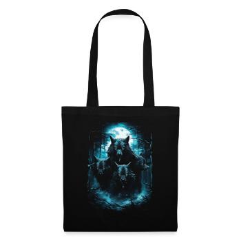 Fantasy Wolves Wolf Moonlight Illustration - Tote Bag - black - Front