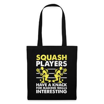 Squashspieler Squash Tennisspieler Raquetball Spor - Stoffbeutel - Schwarz - Vorne